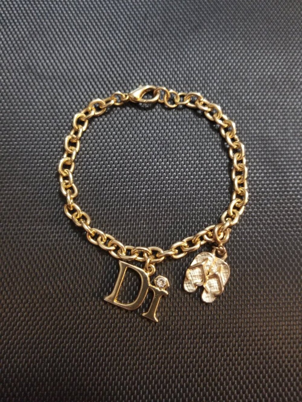 Di ("Diamonds international") Golden Flip-Flop Charm(s) Bracelet